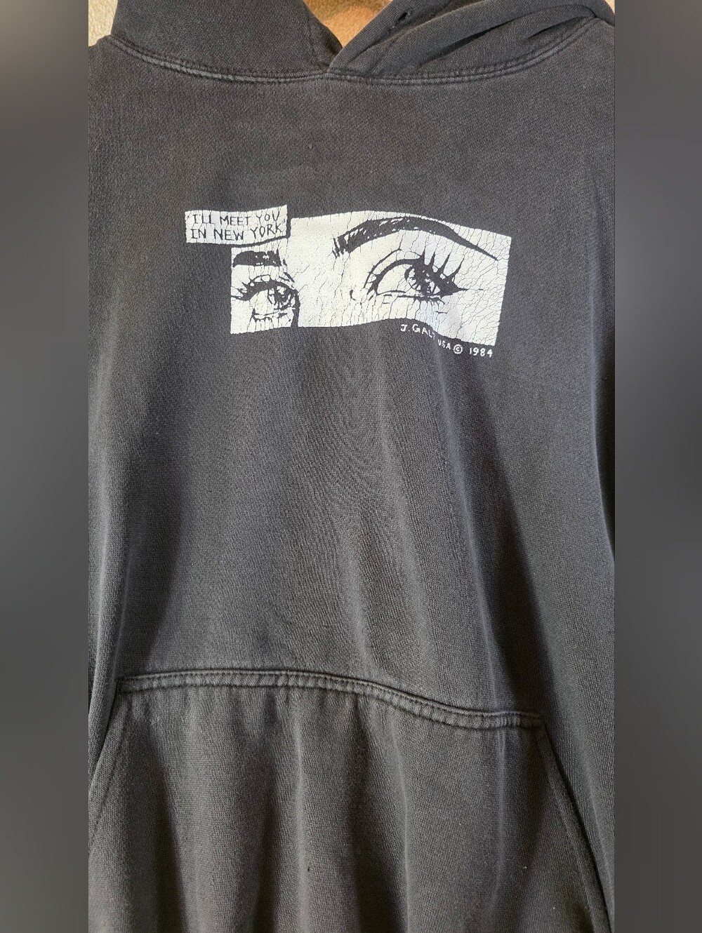 John Galt I'll See You In New York Black Distressed Oversized Hoodie OS